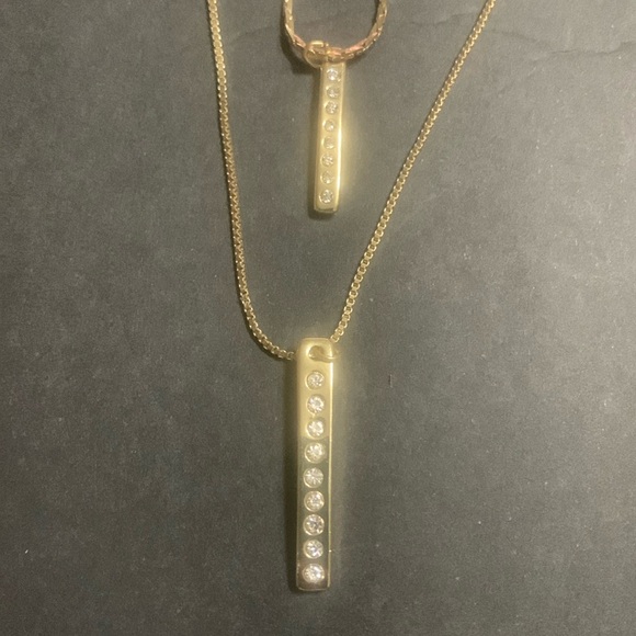 Double Stranded Gold Rhinestone Bar necklace by Loft - Picture 1 of 7